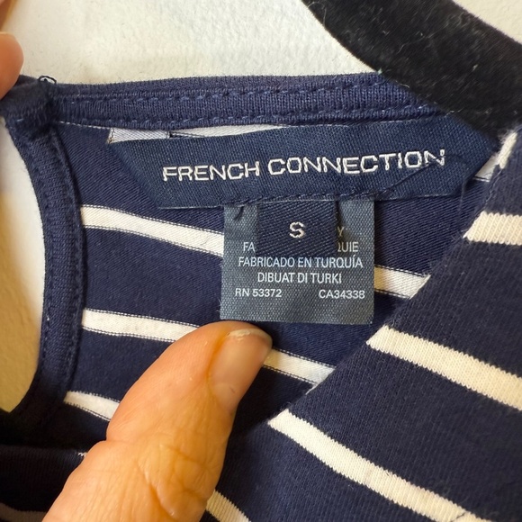 French Connection Knit Striped Body-con Dress Navy Blue White Size Small - Picture 12 of 14